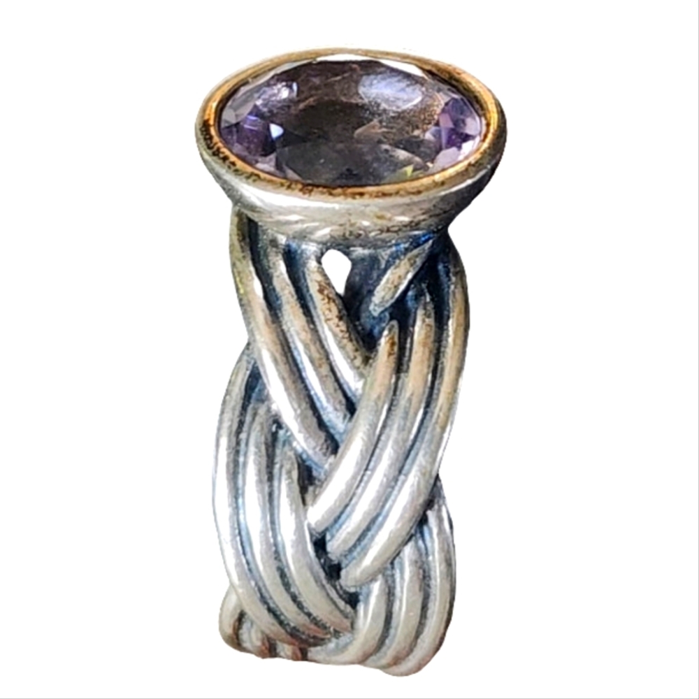 Retired Tied Together Pandora Amethyst Ring Size 7 Rare fine Jewelry ALE - Picture 5 of 9